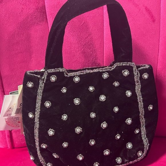 Glamorous Black and Silver Mini Bag with Crystal Bows - Picture 2 of 2